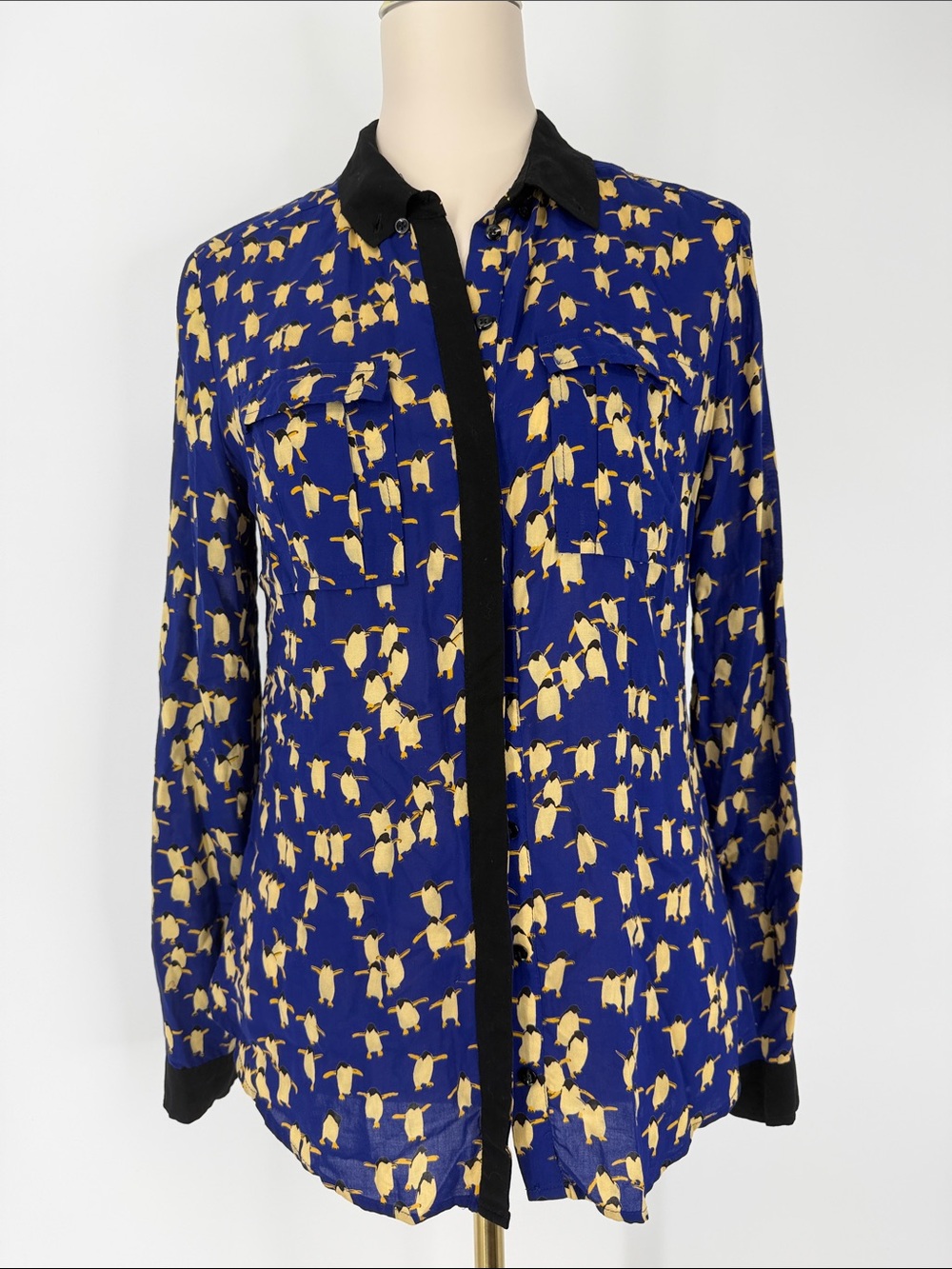Maeve 🐧, Blue Penguin Button Down, Size 4